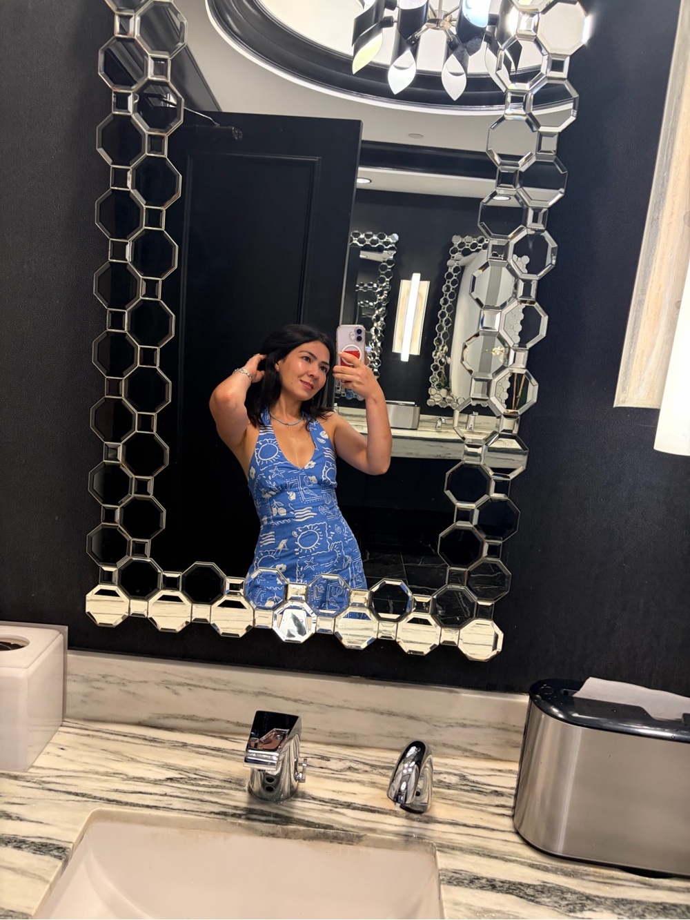 American Eagle Outfitters Blue Printed Mini Dress